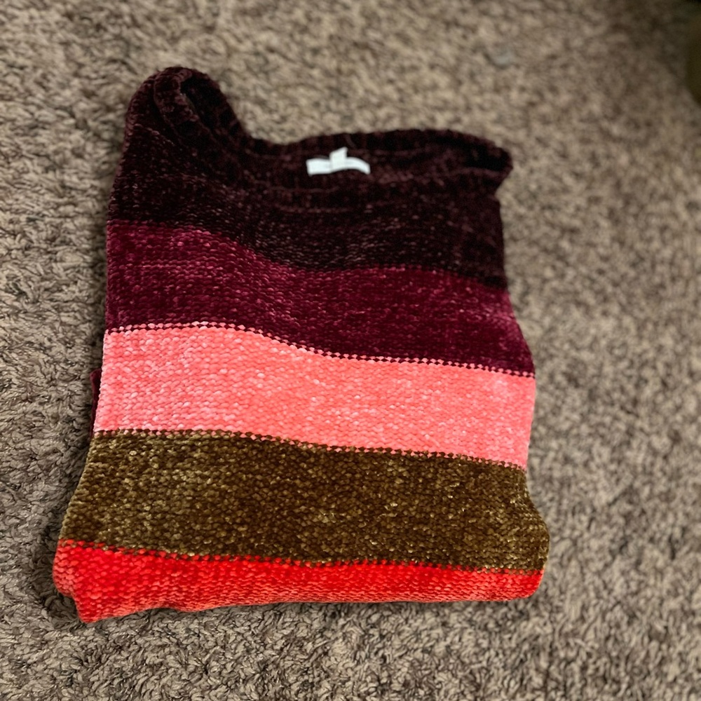 Super Soft Chenille Multi Colored Striped Knit Sw… - image 6